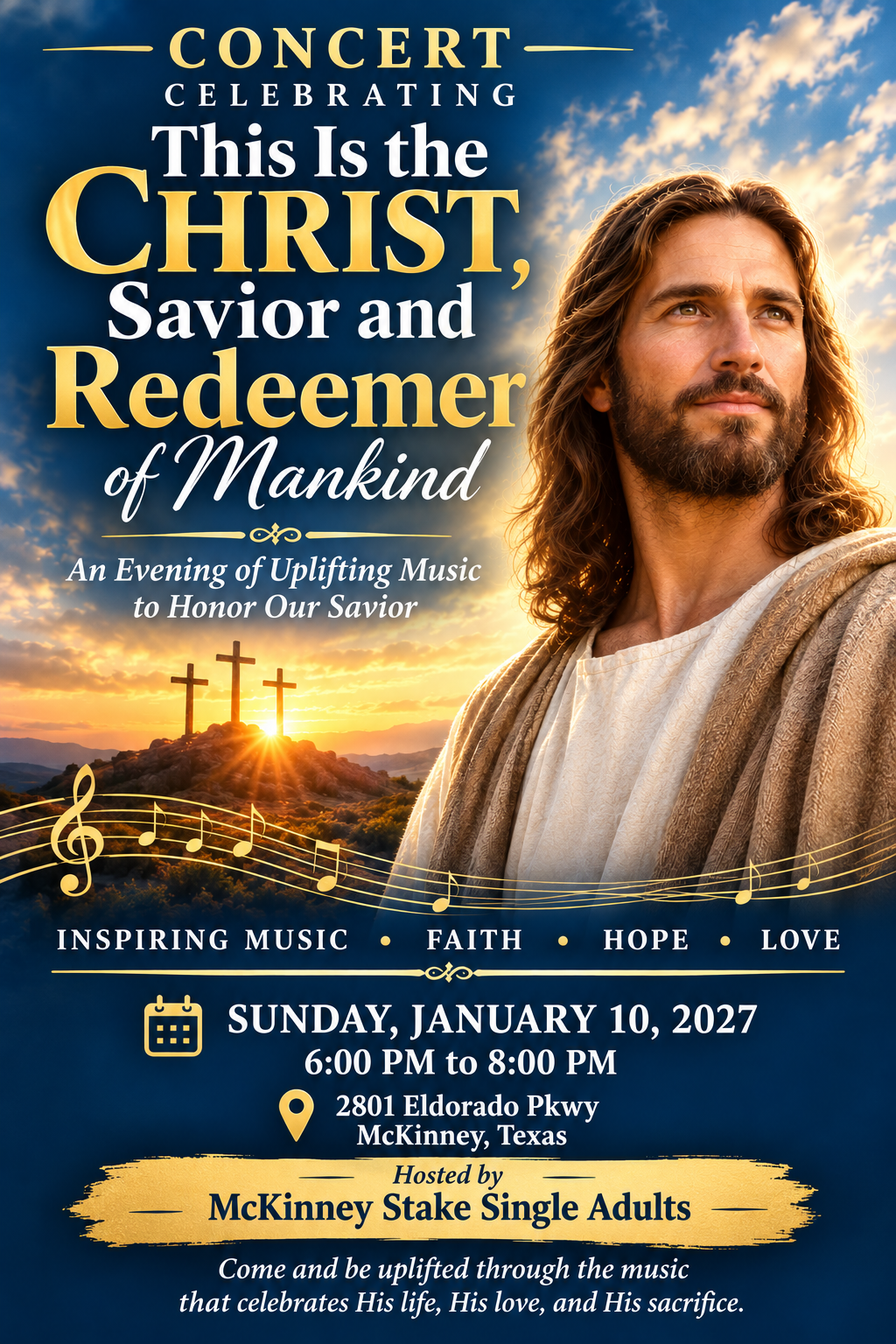 This Is The Christ — Savior and Redeemer of Mankind Concert, Sunday January 10 2027, McKinney Stake Single Adults